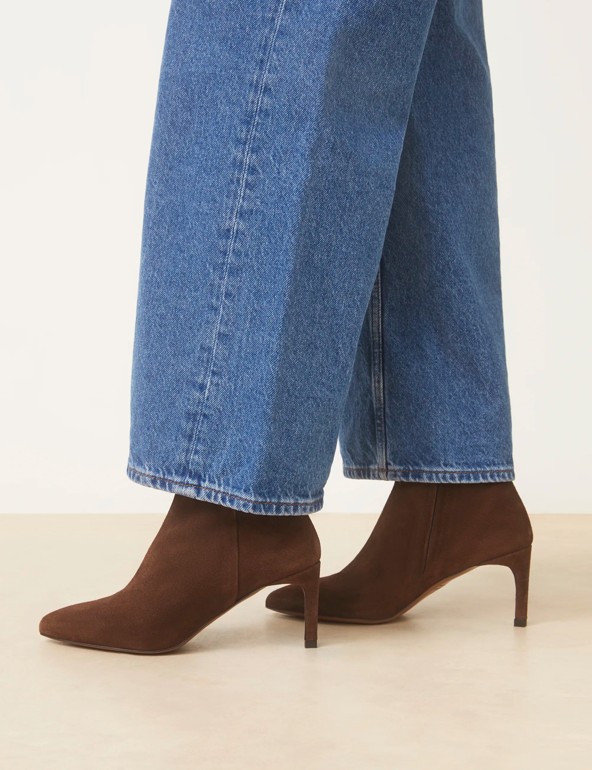 Bottines À Talons Suède Marron Chocolat - Numéro 720 - Rivecour