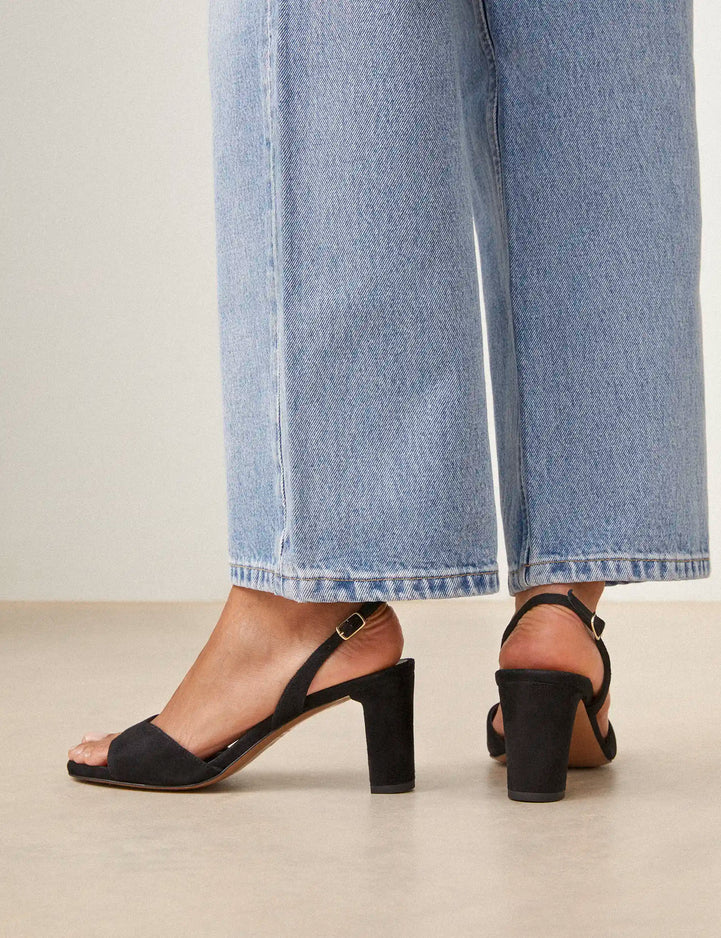 Sandales À Talons Suède Noir - Numéro 733 - Rivecour
