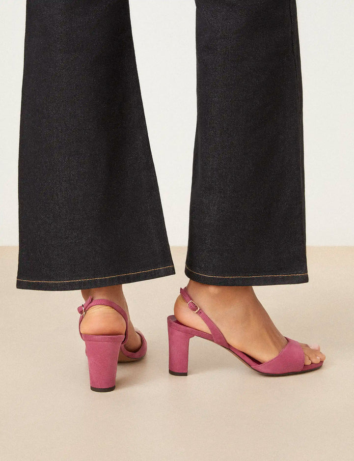 Sandales À Talons Suède Rose Pivoine - Numéro 733 - Rivecour