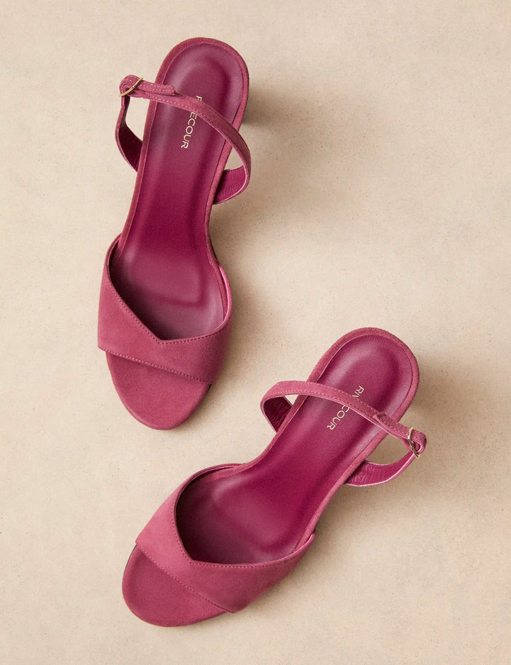 Sandales À Talons Suède Rose Pivoine - Numéro 733 - Rivecour
