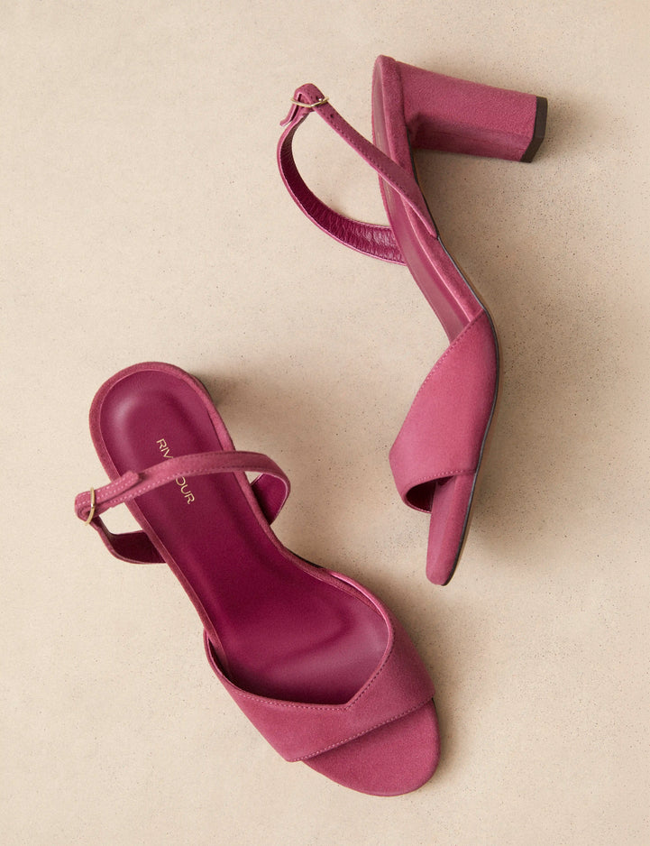 Sandales À Talons Suède Rose Pivoine - Numéro 733 - Rivecour