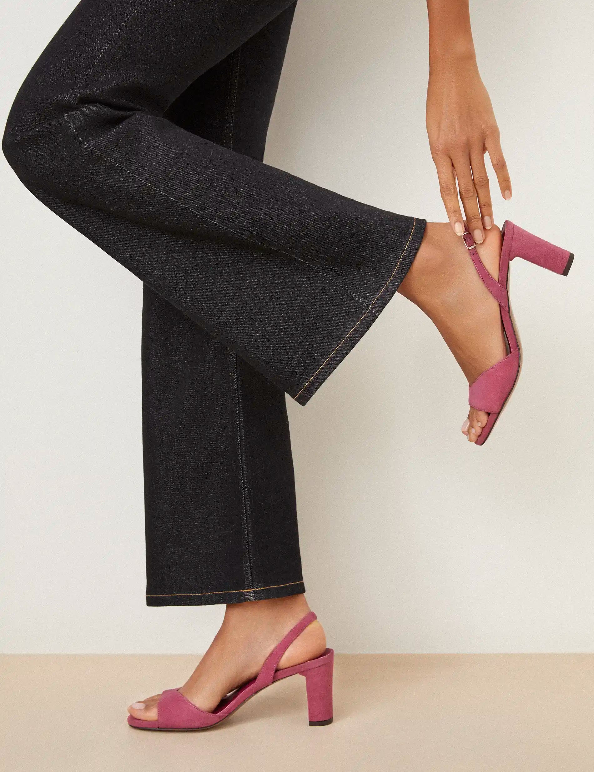 Sandals À Talons Suede Pink Pivoine - Numéro 733 - Rivecour