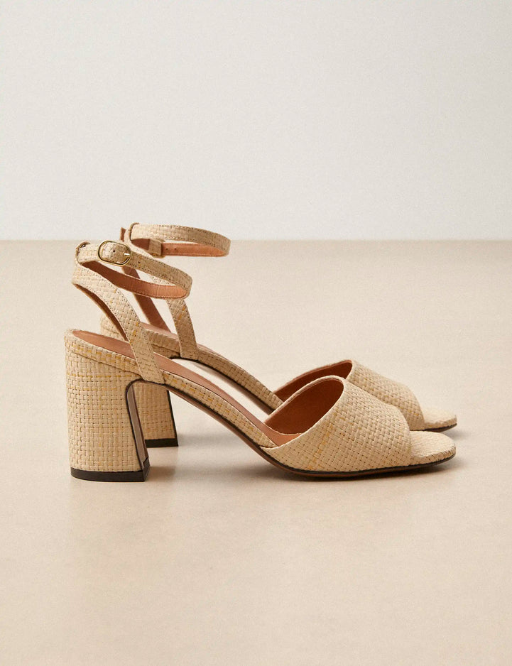 Sandals À Talons Raphia Natural - Numéro 789 - Rivecour
