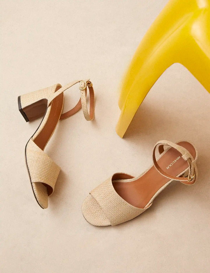Sandals À Talons Raphia Natural - Numéro 789 - Rivecour