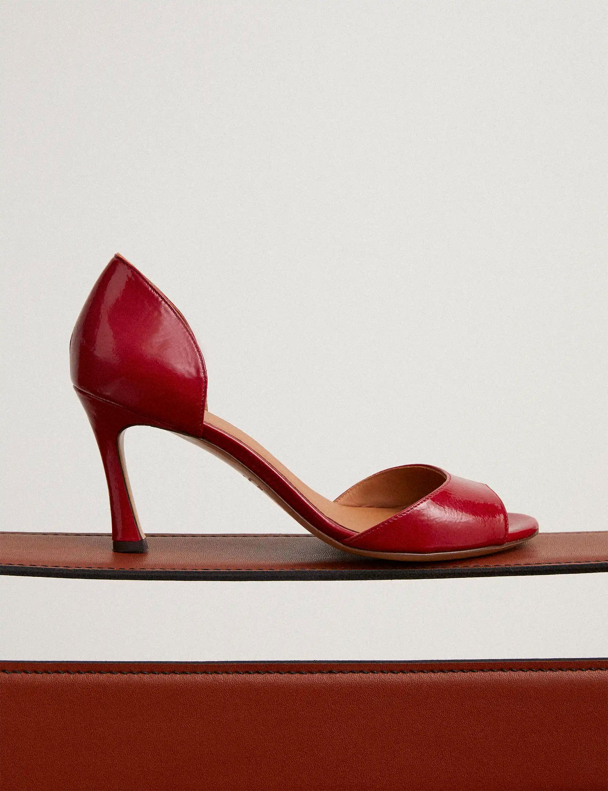 Sandals À Talons Leather Patent Red Cerise - Numéro 796 - Rivecour