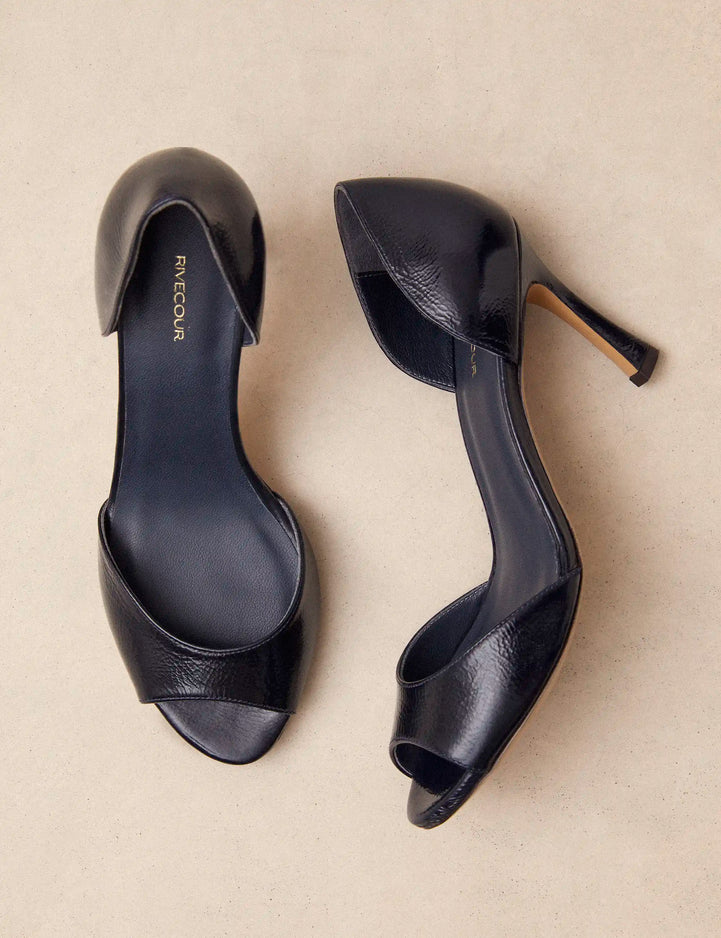 Sandales À Talons Cuir Vernis Marine - Numéro 796 - Rivecour