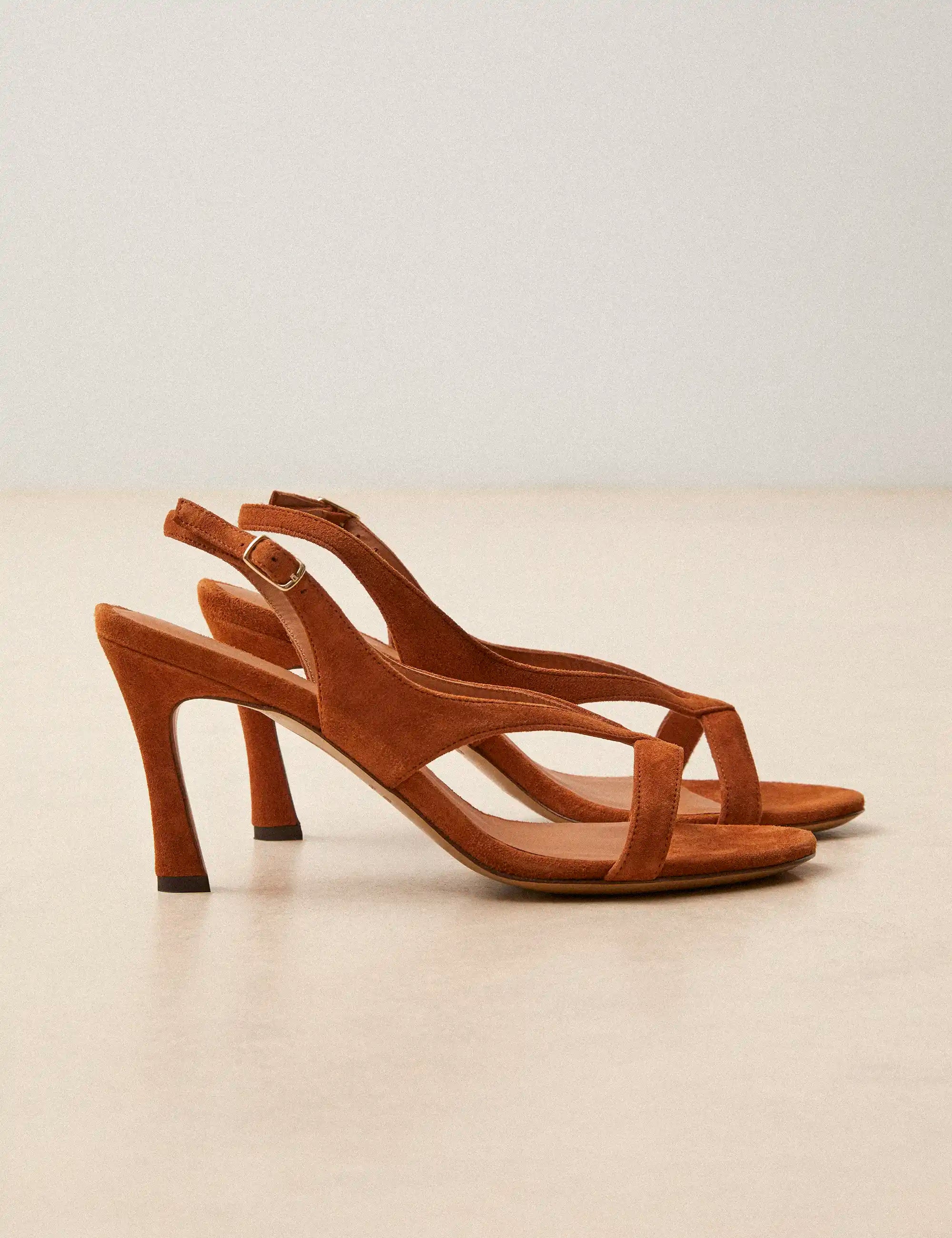 Sandals à talons Suede Cognac - Numéro 798 - Rivecour