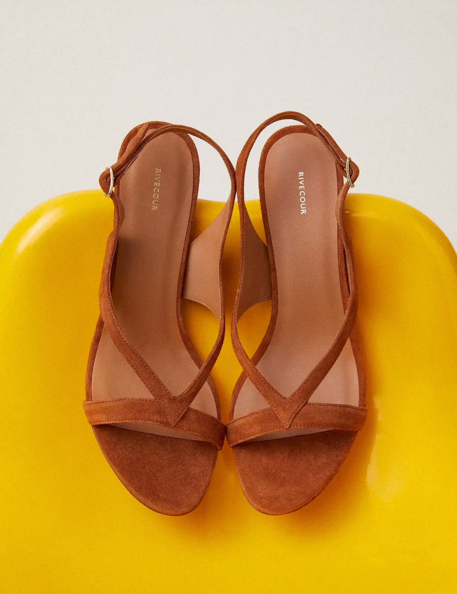 Sandals à talons Suede Cognac - Numéro 798 - Rivecour