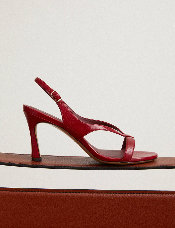 Sandales À Talons Cuir Vernis Rouge Cerise - Numéro 798 - Rivecour
