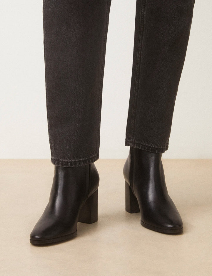 Bottines À Talons Cuir Nappa Noir - Numéro 822 - Rivecour