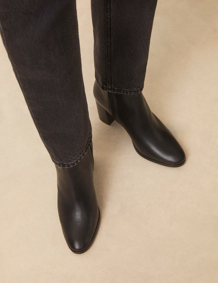 Bottines À Talons Cuir Nappa Noir - Numéro 822 - Rivecour
