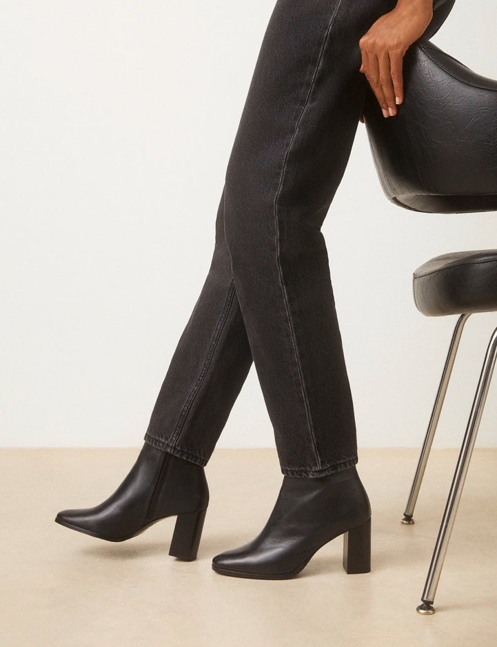 Bottines À Talons Cuir Nappa Noir - Numéro 822 - Rivecour