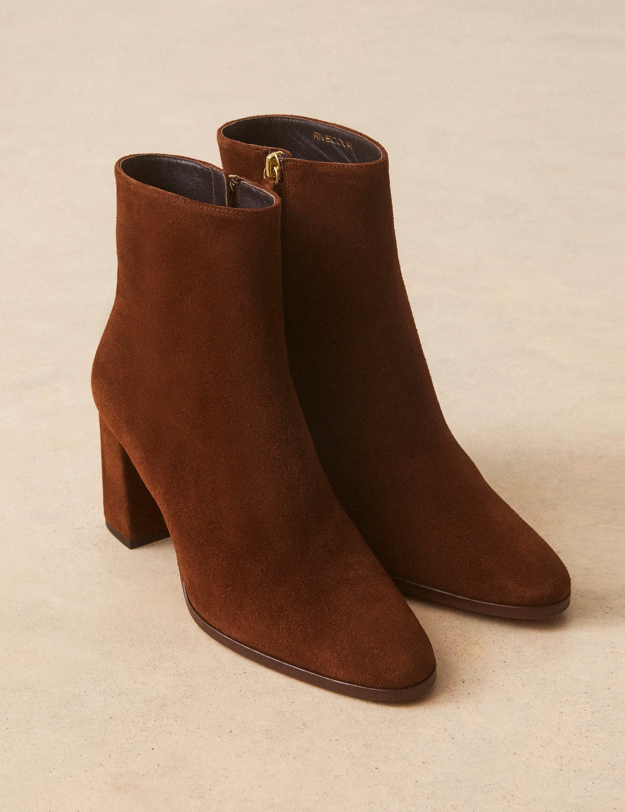 Bottines À Talons Suède Noisette - Numéro 822 - Rivecour