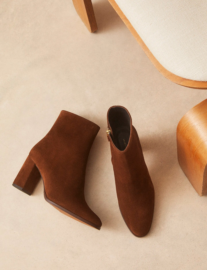 Bottines À Talons Suède Noisette - Numéro 822 - Rivecour