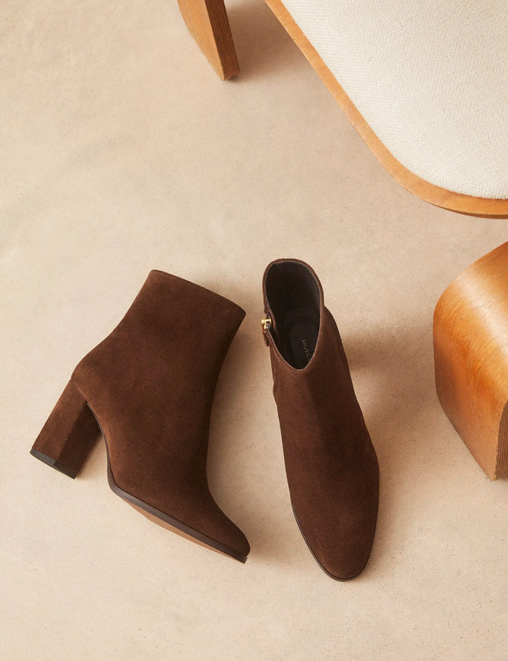 Bottines À Talons Suède Noisette - Numéro 822 - Rivecour