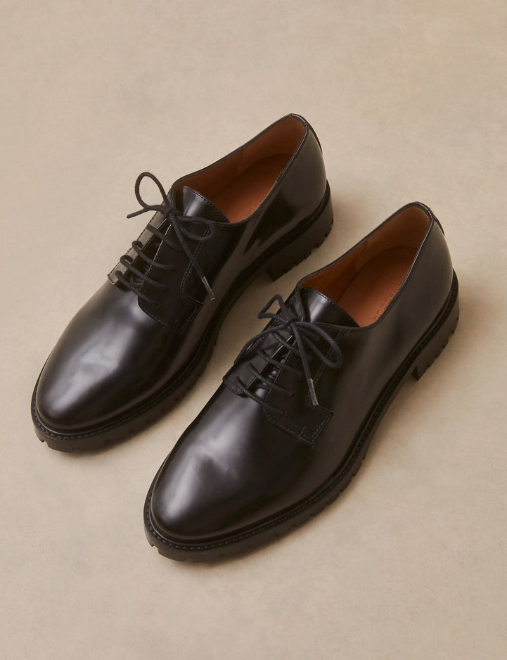 Derbies Cuir Poli Noir - Numéro 83 - Rivecour