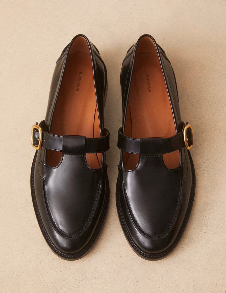 Mocassins Cuir Poli Noir - Numéro 84 - Rivecour