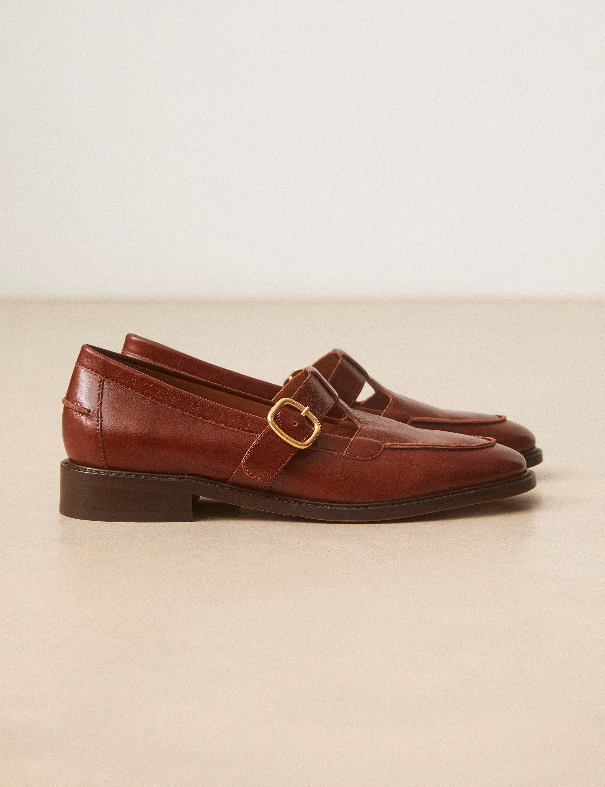 Mocassins Cuir Façon Vintage Cognac - Numéro 84 - Rivecour