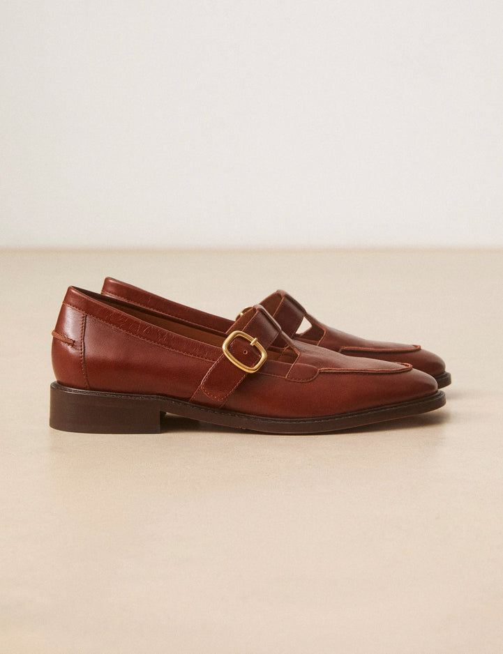 Mocassins Cuir Façon Vintage Cognac - Numéro 84 - Rivecour