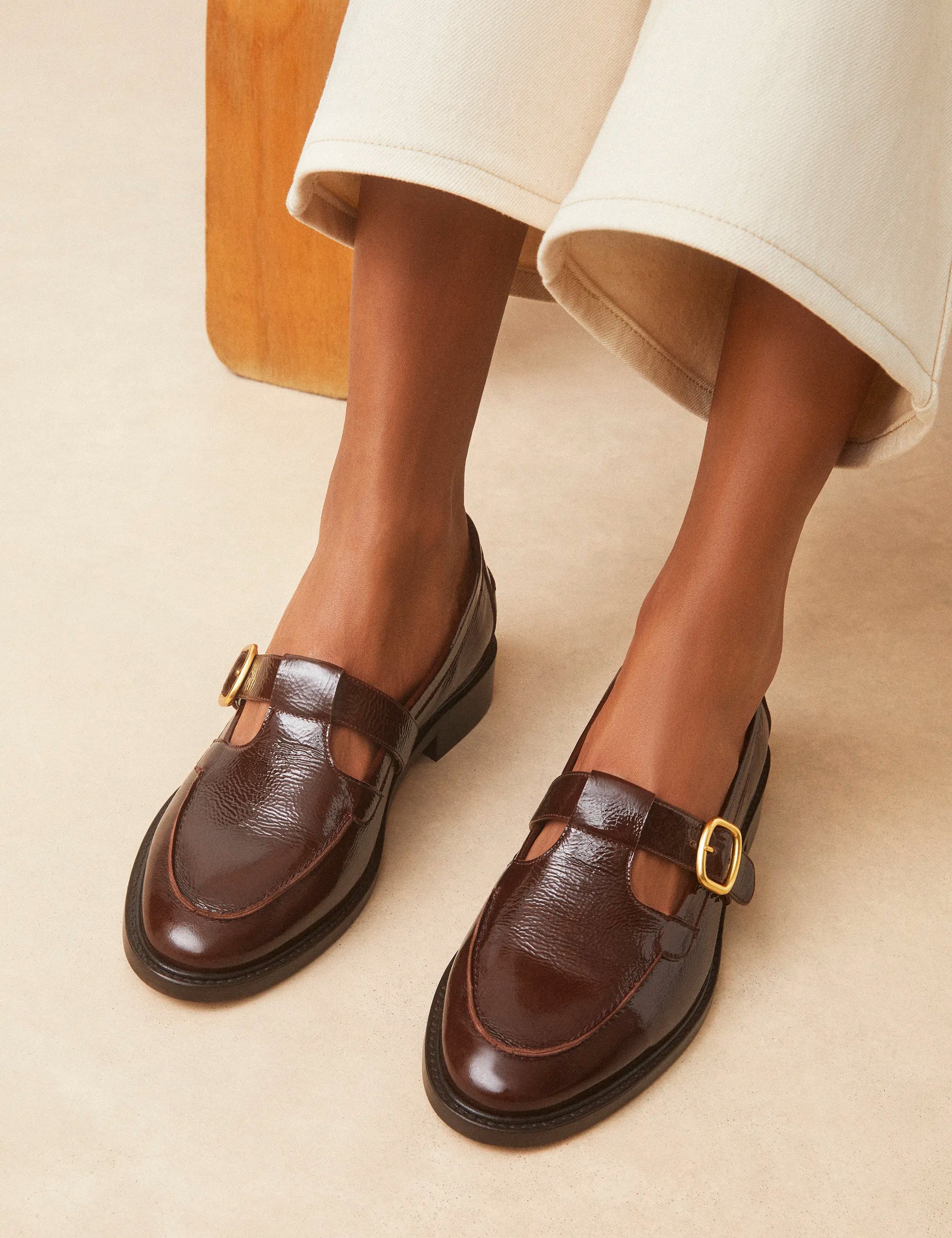 Mocassins Cuir Vernis Marron - Numéro 84 - Rivecour