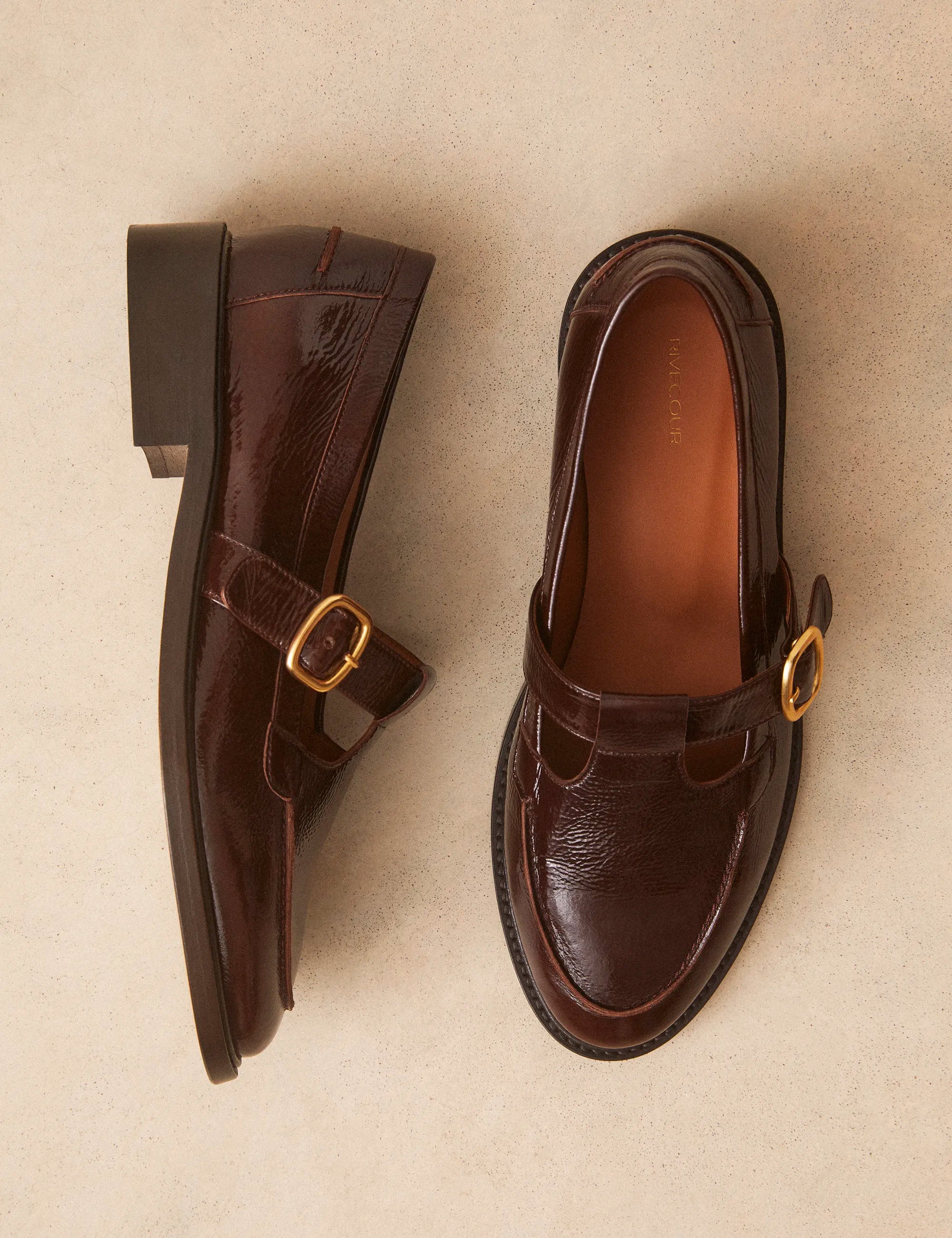 Mocassins Cuir Vernis Marron - Numéro 84 - Rivecour