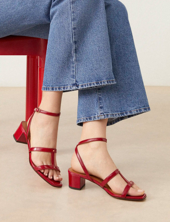 Sandales à talons Cuir Vernis Rouge - Numéro 902 - Rivecour