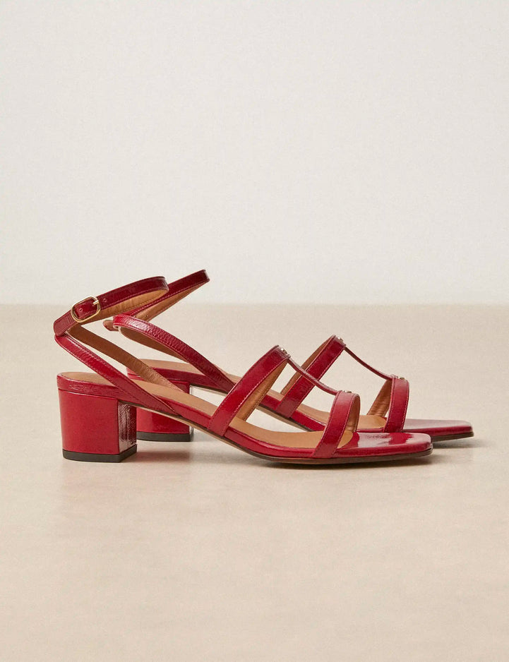 Sandales à talons Cuir Vernis Rouge - Numéro 902 - Rivecour