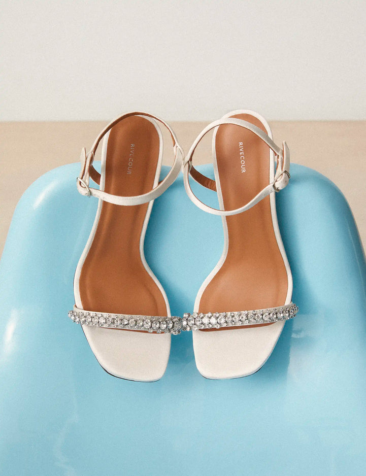 Sandales à talons Satin Blanc - Numéro 910 - Rivecour
