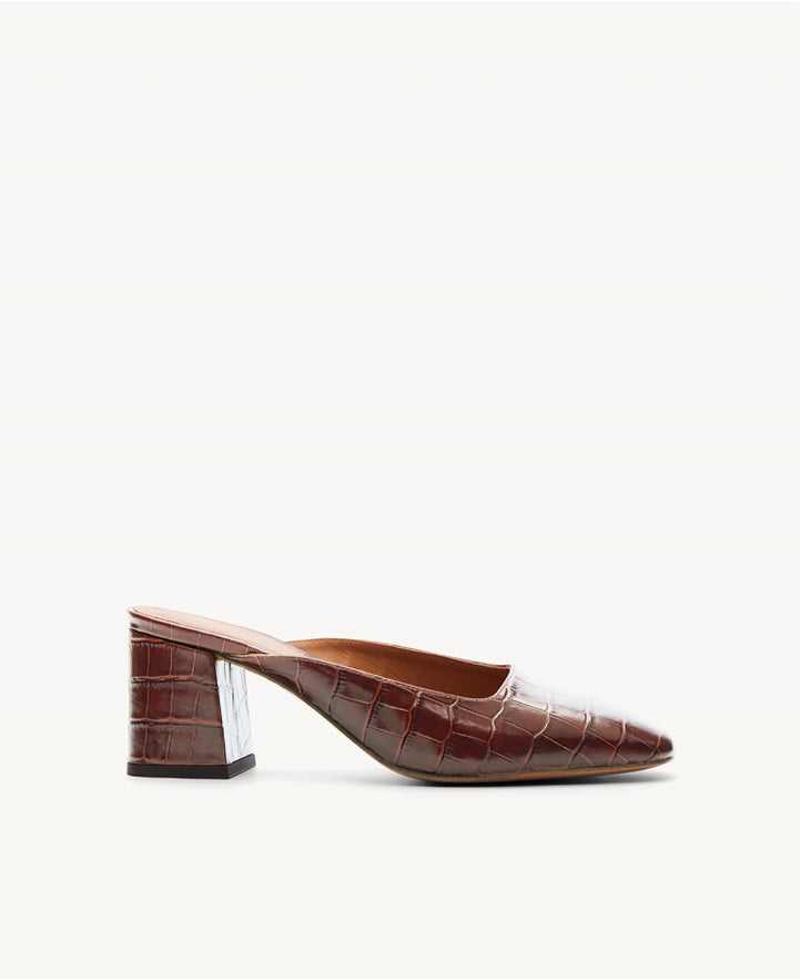 Mules n°604 Croco Marron