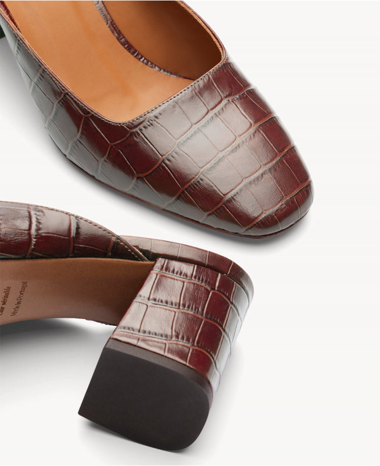 Mules n°604 Croco Marron