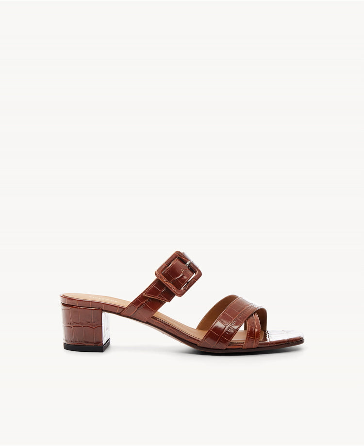 Mules n°904 Croco Marron