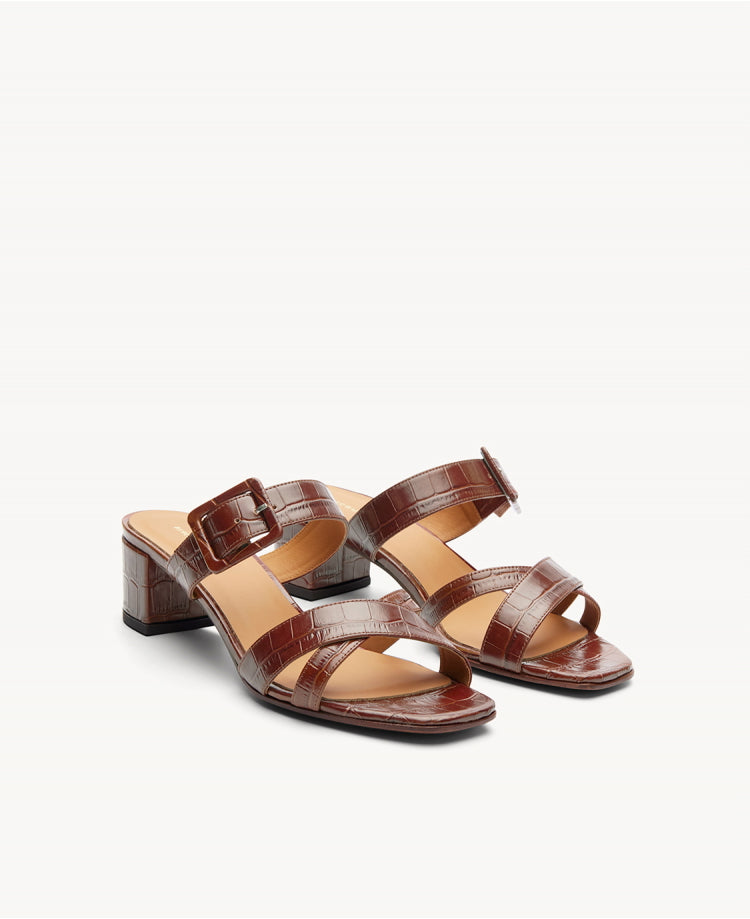 Mules n°904 Croco Marron