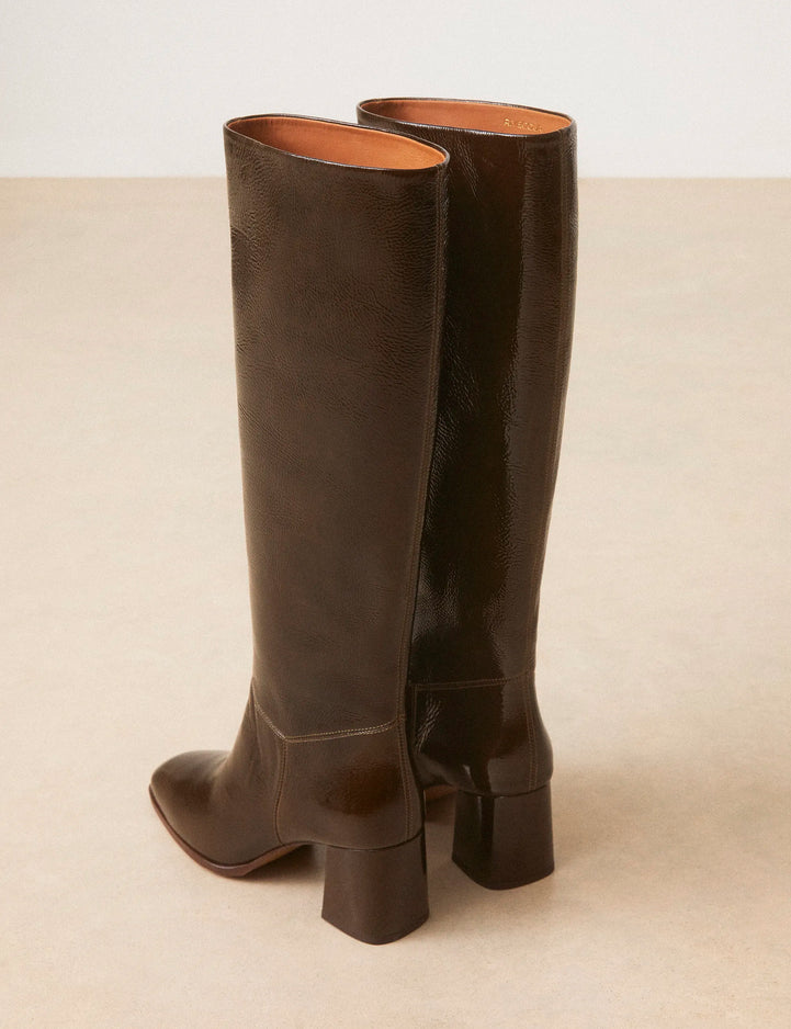 Bottes Cuir Vernis Kaki - Numéro 109 - Rivecour