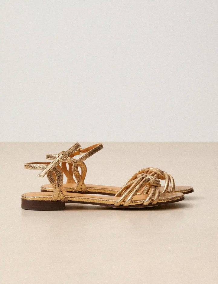 Flat Sandals Leather Crackled Gold - Numéro 112 - Rivecour