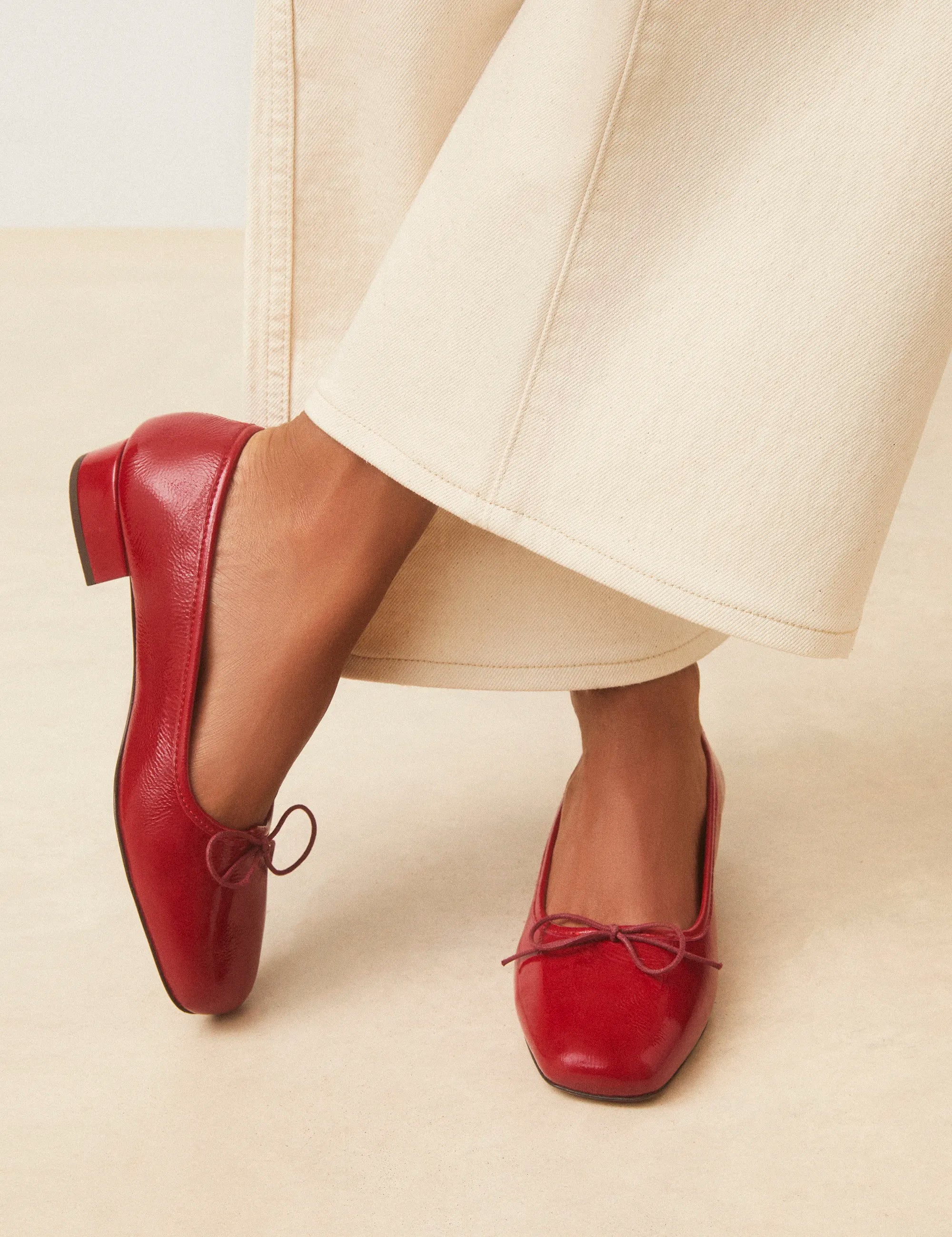 Ballerine Cuir Vernis Rouge Cerise - Numéro 134 - Rivecour