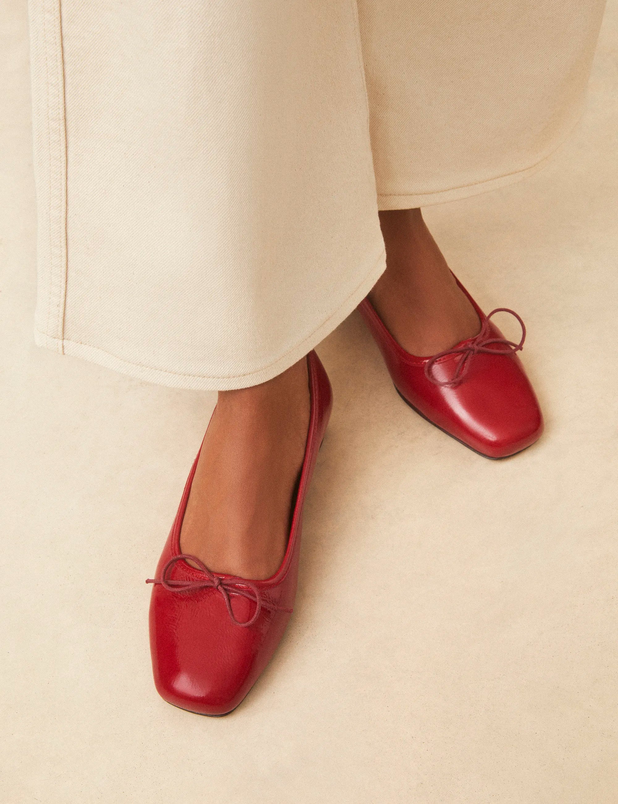 Ballerine Cuir Vernis Rouge Cerise - Numéro 134 - Rivecour