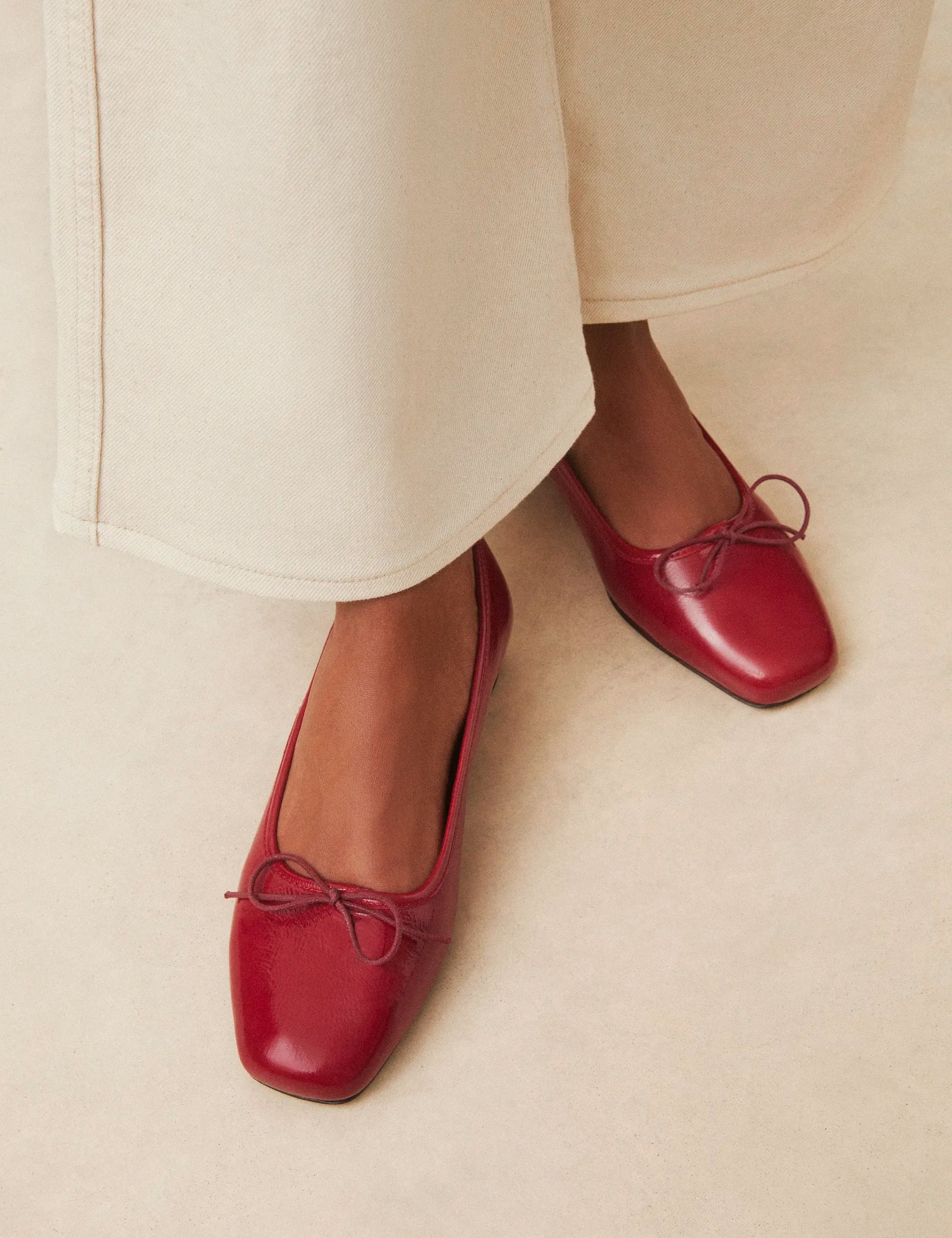 Ballerine Cuir Vernis Rouge Cerise - Numéro 134 - Rivecour