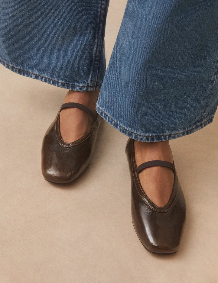 Ballerines Cuir Vernis Kaki - Numéro 136 - Rivecour