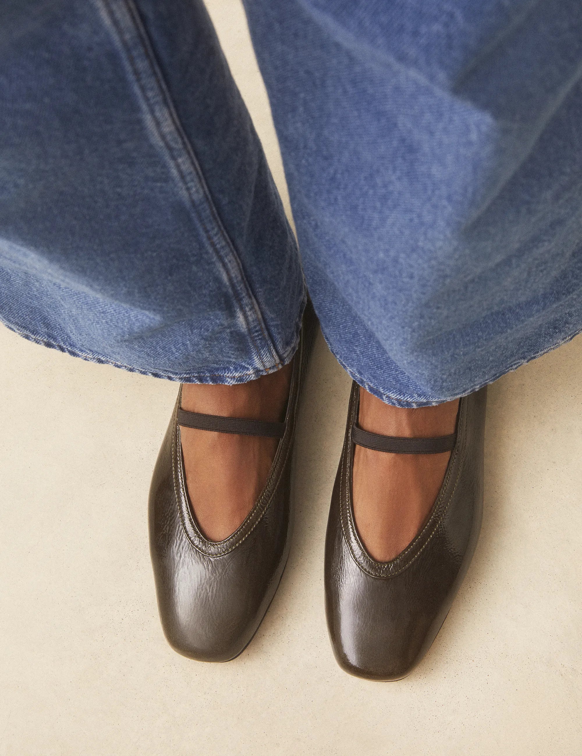 Ballerines Cuir Vernis Kaki - Numéro 136 - Rivecour