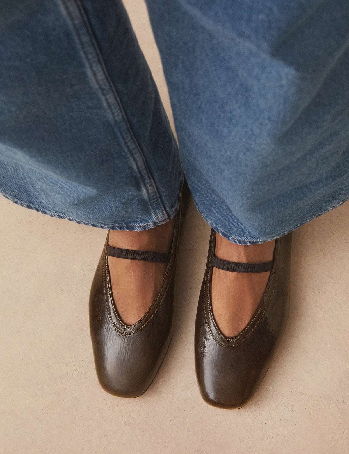 Ballerines Cuir Vernis Kaki - Numéro 136 - Rivecour