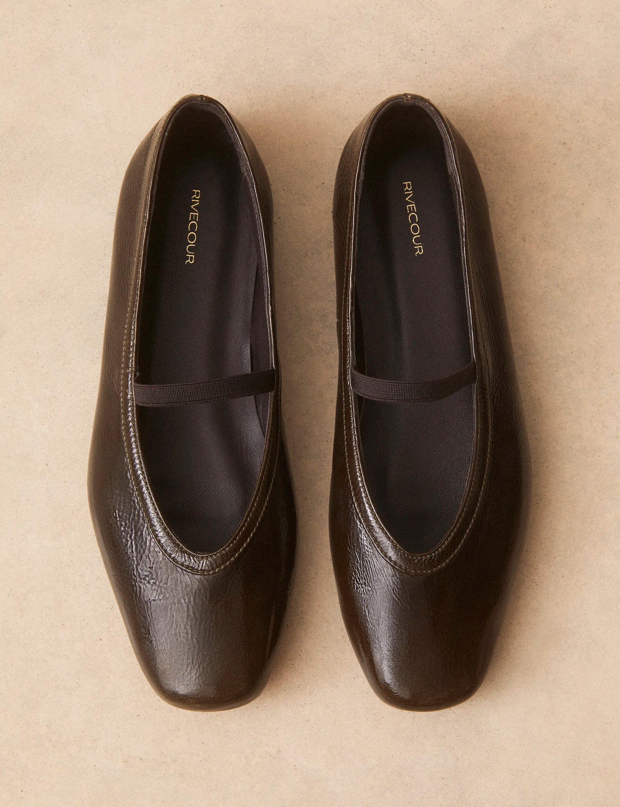 Ballerines Cuir Vernis Kaki - Numéro 136 - Rivecour