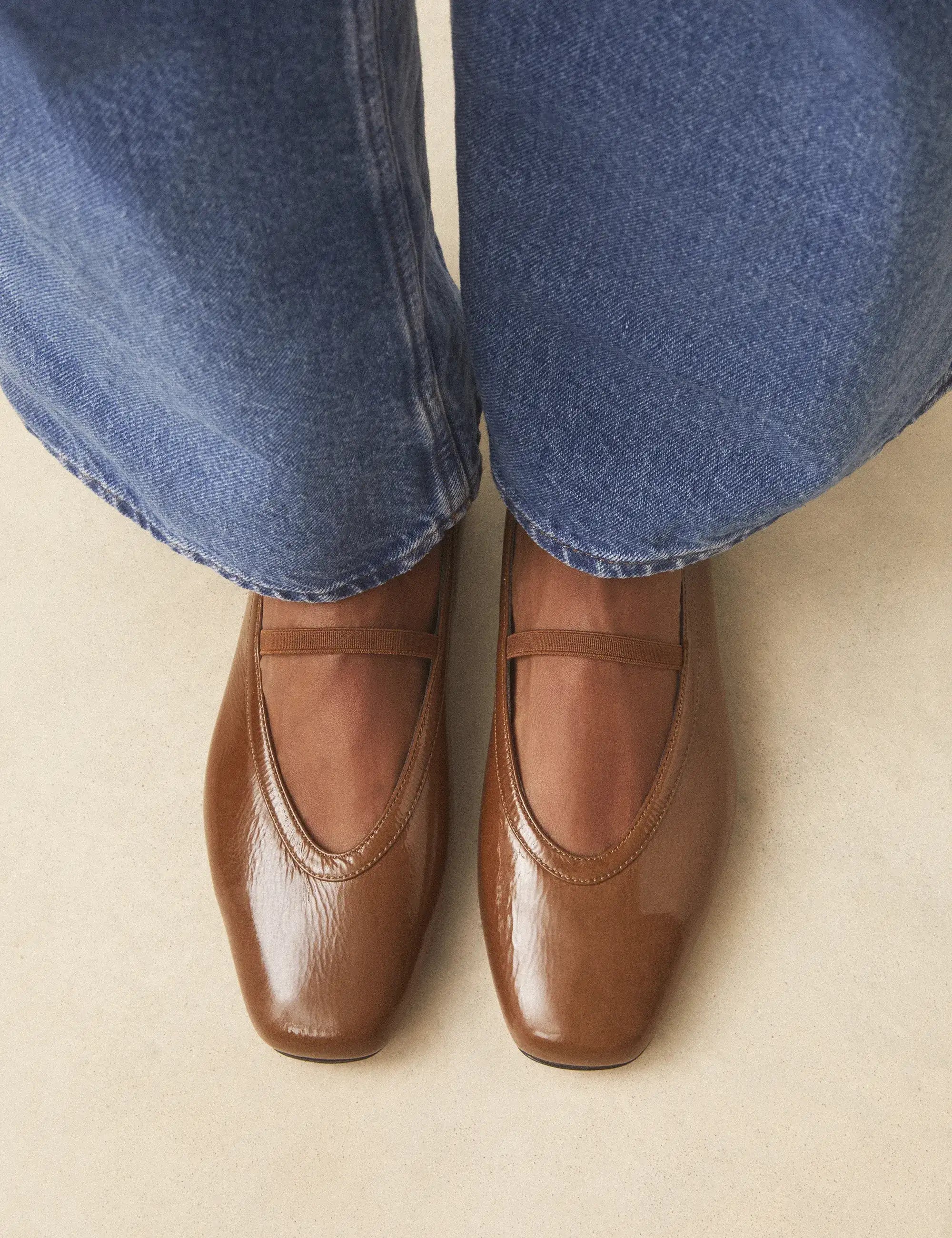 Ballerines Cuir Vernis Brun - Numéro 136 - Rivecour
