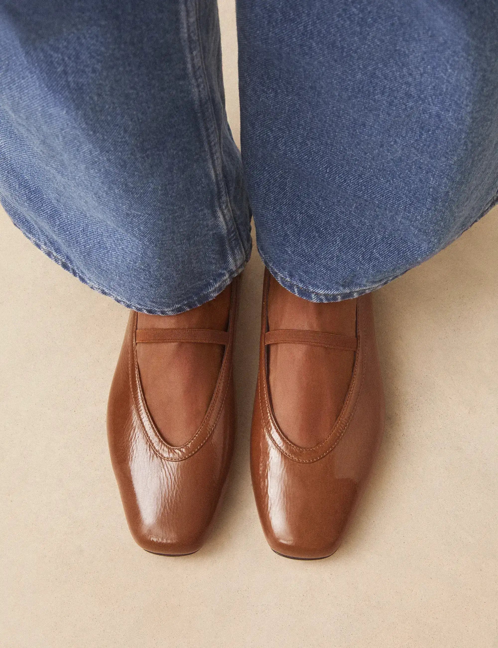 Ballerines Cuir Vernis Brun - Numéro 136 - Rivecour