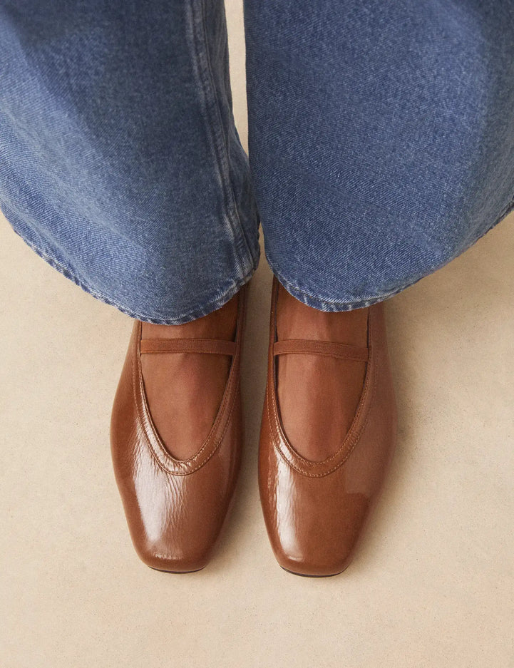 Ballerines Cuir Vernis Brun - Numéro 136 - Rivecour