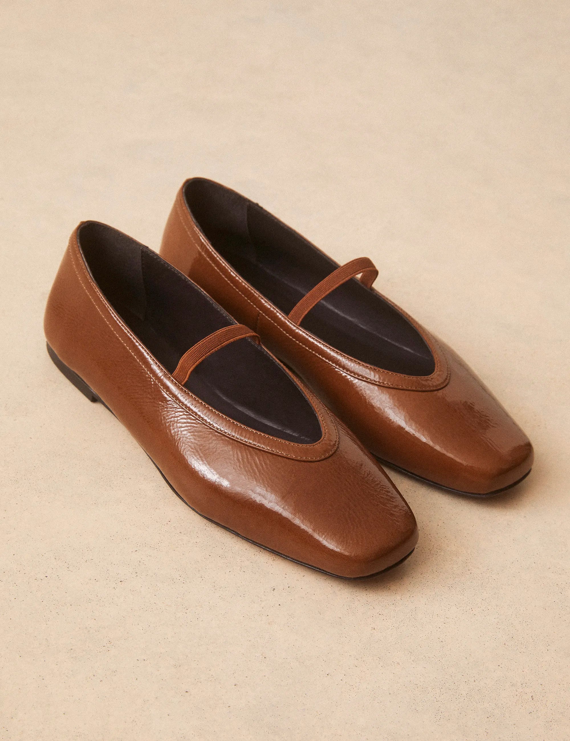 Ballerines Cuir Vernis Brun - Numéro 136 - Rivecour