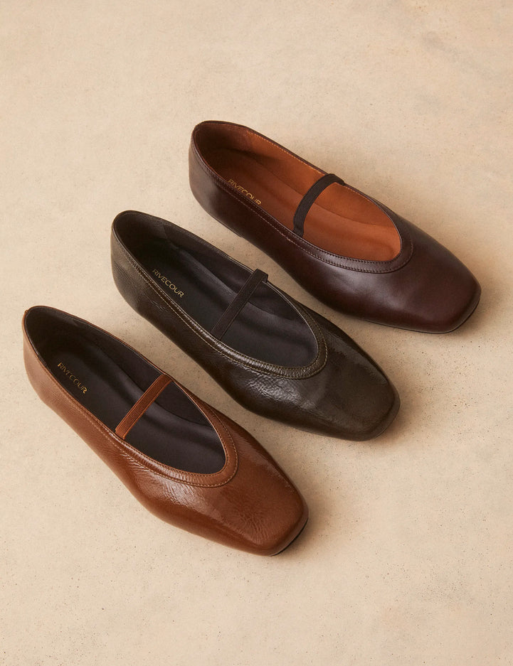 Ballerines Cuir Vernis Brun - Numéro 136 - Rivecour