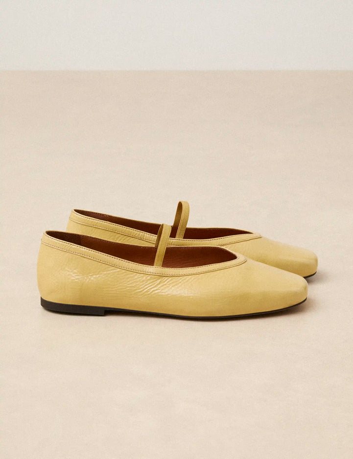 Ballet Flats Leather Patent Jaune Sorbet - Numéro 136 - Rivecour