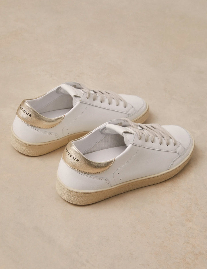 Sneakers Leather White / Gold - Numéro 14 - Rivecour