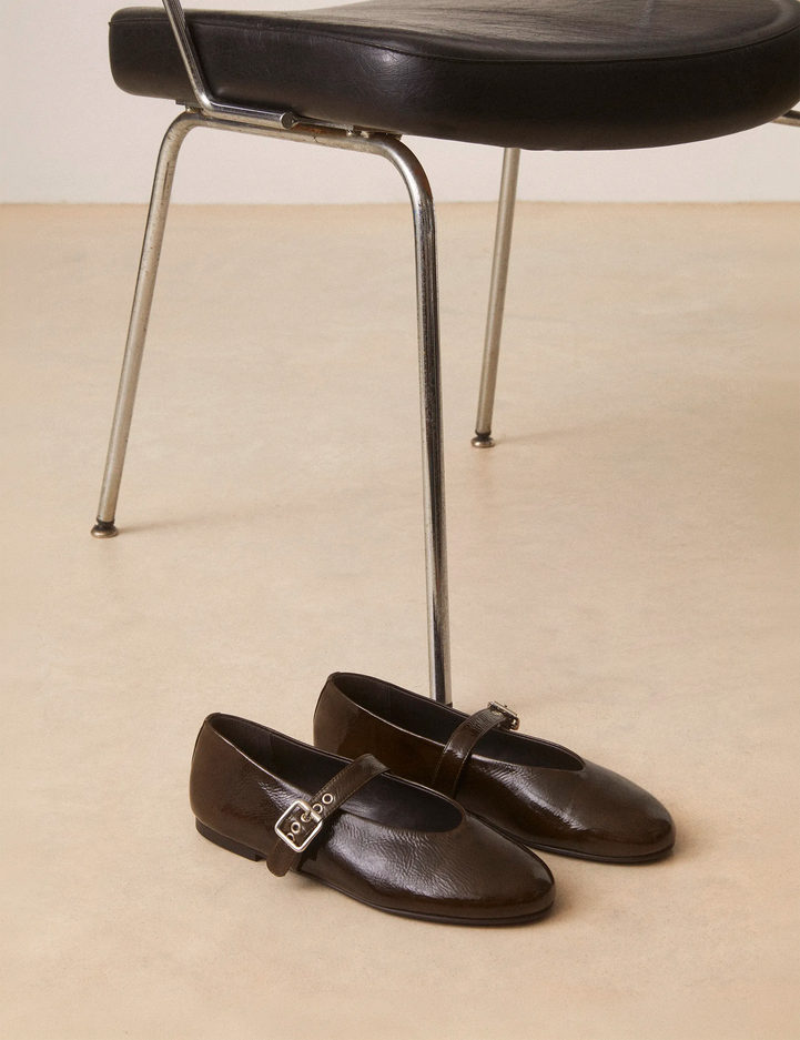 Babies Cuir Vernis Kaki - Numéro 140 - Rivecour
