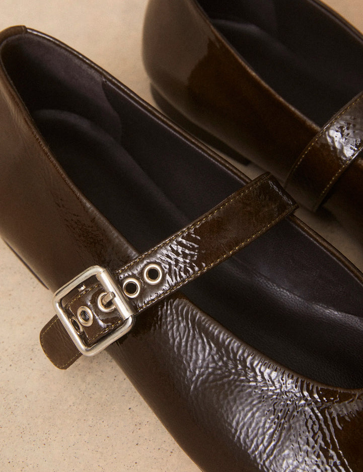 Babies Cuir Vernis Kaki - Numéro 140 - Rivecour